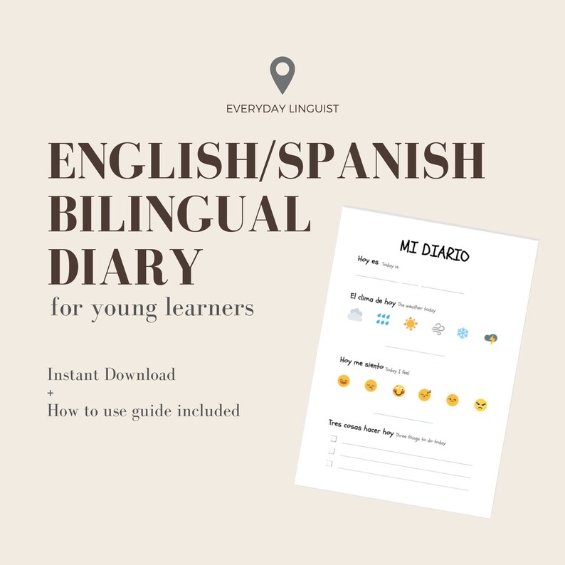 SPANISH BILINGUAL DIARY journal for children printable Etsy