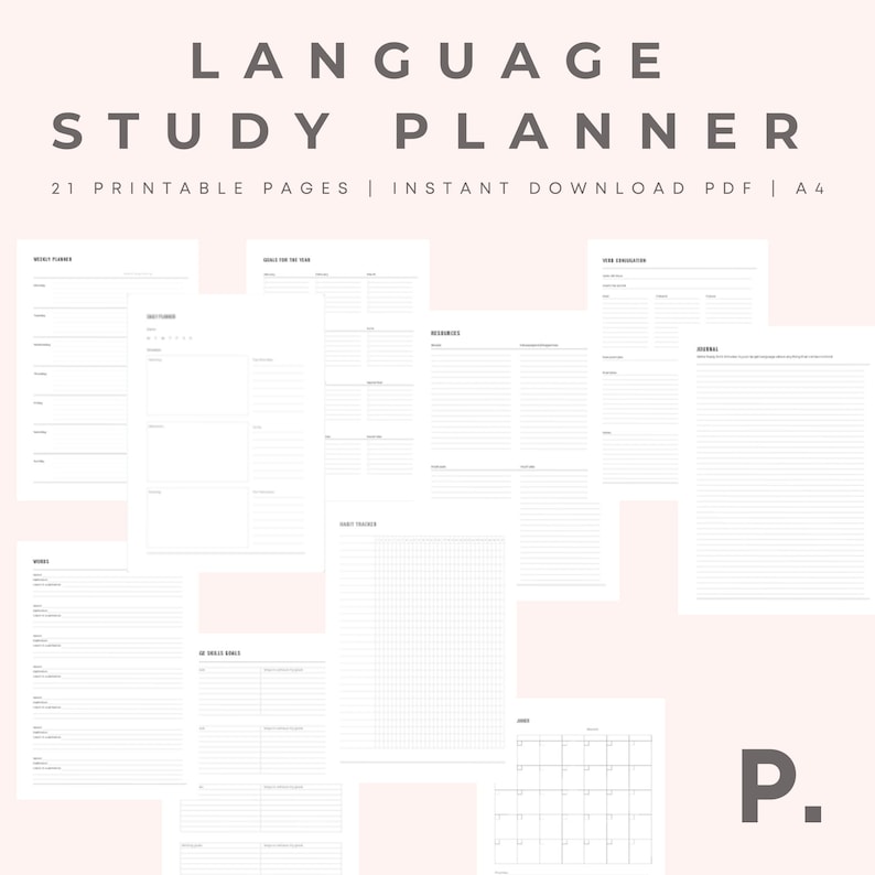 Language Study Guide Printable Planner Workbook 21 Pages - Etsy