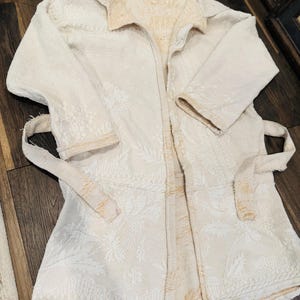 Cream vintage quilt jacket with belt