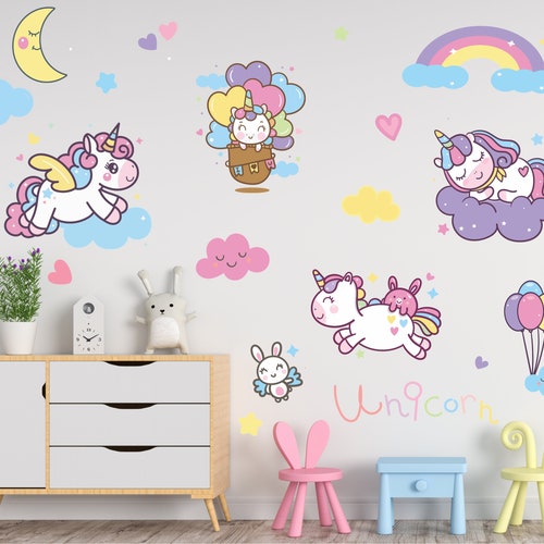 Removable Unicorn Decals for Girls Bedroom Wall Art Playroom Etsy
