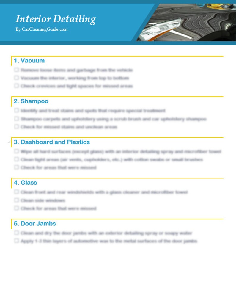Ultimate Auto Detailing Checklist Printable by | Etsy