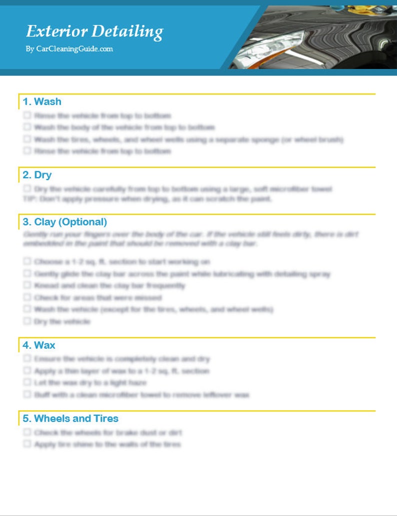 Ultimate Auto Detailing Checklist Printable by Etsy