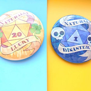 D&D Nat 20 and Nat 1 Holographic Buttons [SALE]
