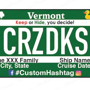 Vermont License Plate / Cruise Duck Tags / Customized with your Personal Information / Cruising Ducks / Duck Tag zdjęcie 1