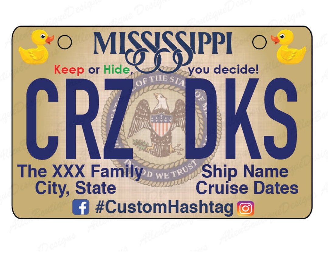 Mississippi License Plate Cruising Duck Tags / Cruise Duck Etsy