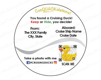 Custom Cruise Duck Tags with QR Code (Digital Download)
