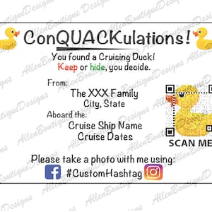 カスタマイズされたダックタグ: QR コード付き一般 / 個人情報でカスタマイズ / クルーズダックタグ