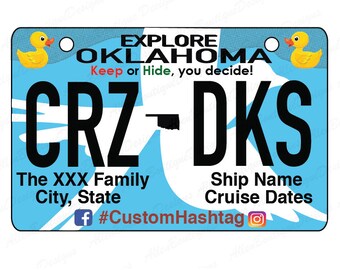 Oklahoma License Plate Cruise Duck Tags, Personalized (Digital Download)