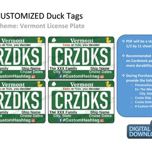 Vermont License Plate / Cruise Duck Tags / Customized with your Personal Information / Cruising Ducks / Duck Tag zdjęcie 2