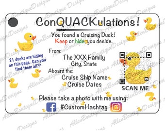 Custom Cruise Duck Tags with QR Code (Digital Download)