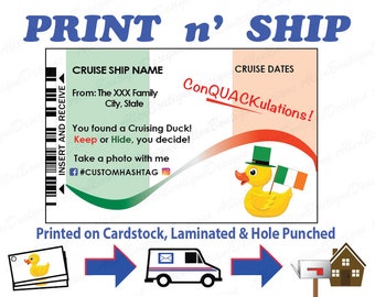 Ireland Cruise Duck Tags: Personalized, Laminated