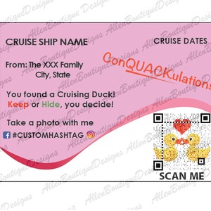 ラブカスタマイズダックタグ: テーマラブ、QRコード付き / 個人情報でカスタマイズ / クルーズダックタグ