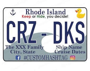 Rhode Island License Plate / Cruise Duck Tags / Customized with your Personal Information / Cruising Ducks / Duck Tag