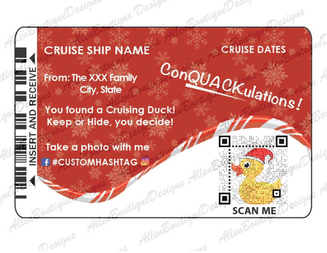 Peppermint Christmas Cruise Duck Tags: Personalized QR Code (digital ...