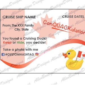 Canada Customized Duck Tags: Theme Canada Cruise Duck Tags / Customized with your Personal Information
