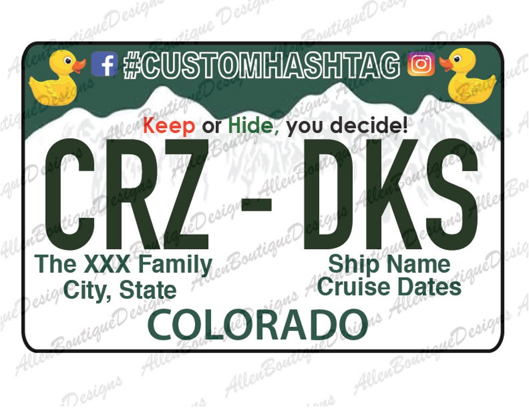 Colorado License Plate / Cruise Duck Tags / Customized With Your ...