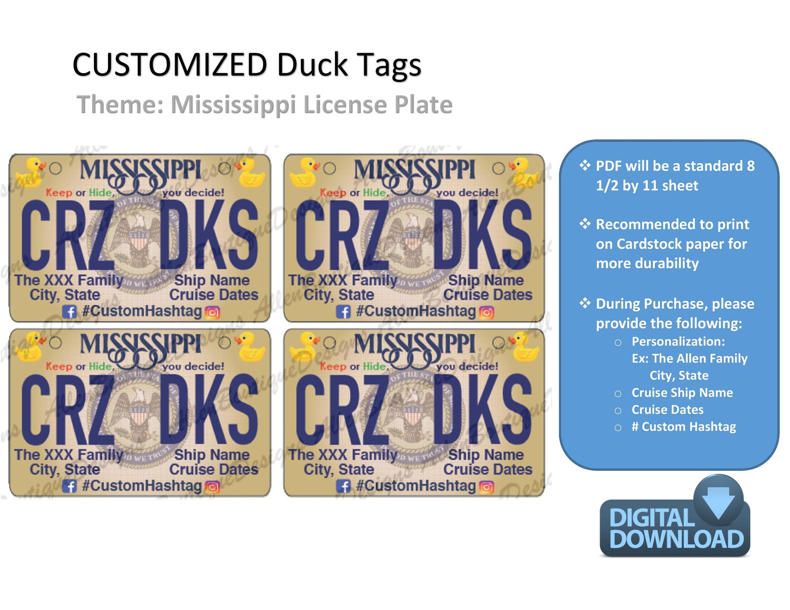 Mississippi Duck Tags Theme Mississippi License Plate / Etsy