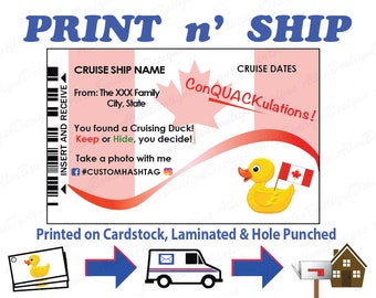 Canada Duck Tags: Personalized Cruise Duck Game, Print n' Ship