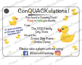 Customized Duck Tags: Riddle Cruise / Customized with your Personal Information