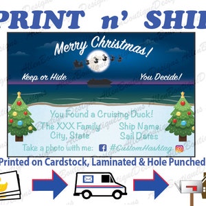 クリスマス ムーンライト ビーチ プリント アンド シップ! カスタマイズされたアヒル タグ: クリスマス ムーンライト / 個人情報でカスタマイズ