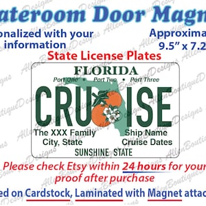 Deurmagneet nummerplaat passagiershut / Cruisemagneet kentekenplaat / Cruisedeurdecoraties / Cruisedeurmagneten