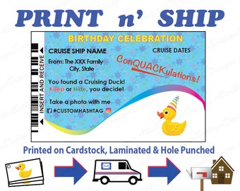 Birthday Cruise Duck Tags: Personalized, Laminated Cardstock