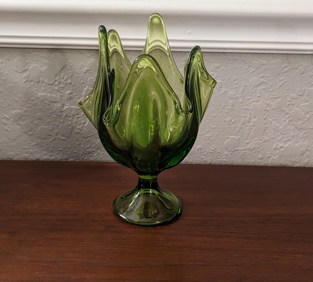 Vintage Viking Green Handkerchief Vase Etsy