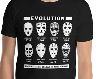 NHL Goalie Mask Evolution T-Shirt | Adult Gildan SoftStyle | Hockey Goalie Shirt | Goalie Mask History | NHL Evolution of Mask | Evolution