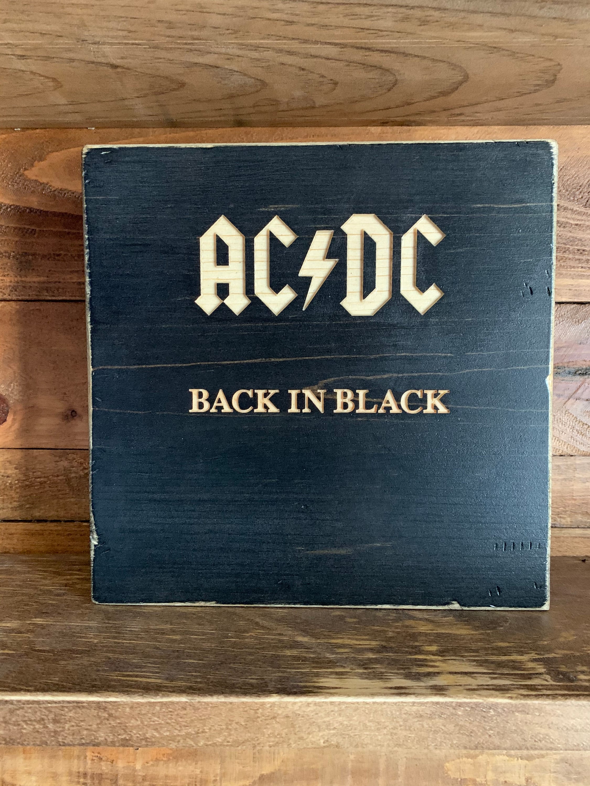 AC/ DC Back in Black Sign Album Cover Music Decor Wood - Etsy