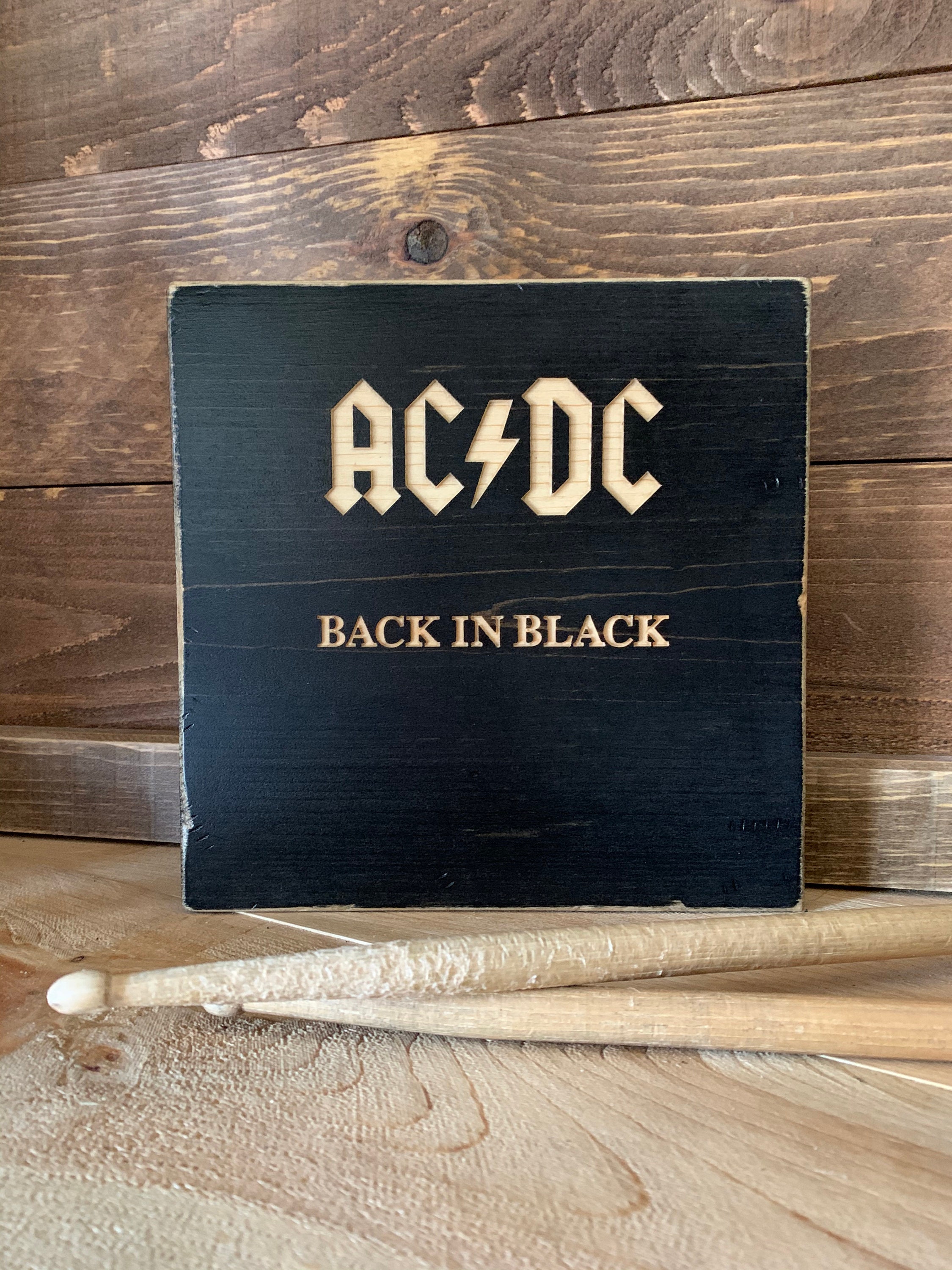 AC/DC Back Black Wood Sign Album Cover Art Wood Sign - Etsy