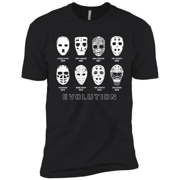 Kids' Youth Hockey Shirt | NHL Goalie Mask Evolution T-Shirt | Goalie Mask History | NHL Evolution of Mask