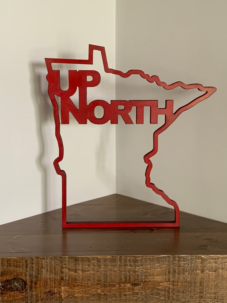 Minnesota state cut out Up North Wood Sign | Etsy