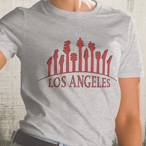 Los Angeles Guitar Tshirt | Guitars on the Horizon Design | LA Music Apparel