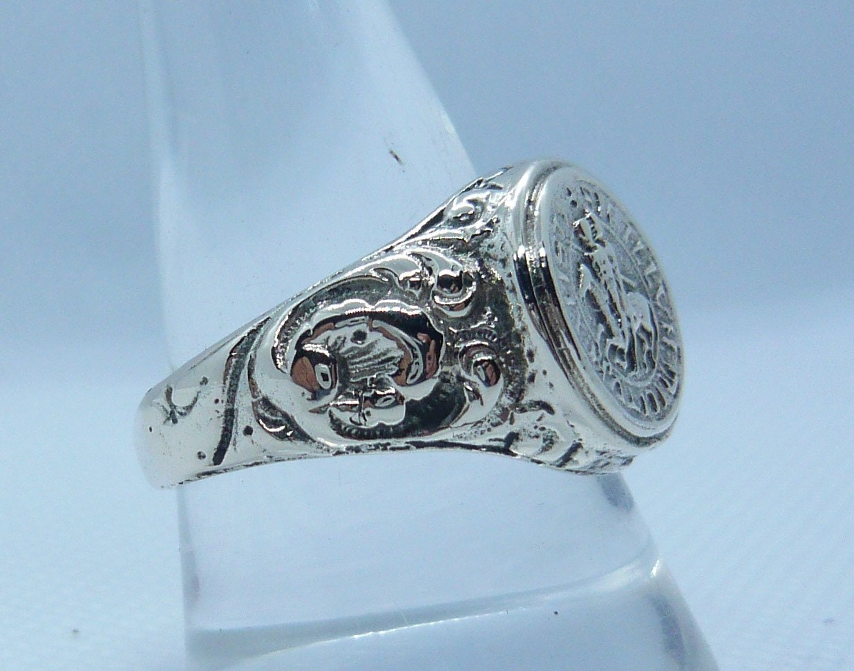 Bague Chevalier Templier En Argent 925 - Sceau Avec Croix - Gros Modèle - Neuve