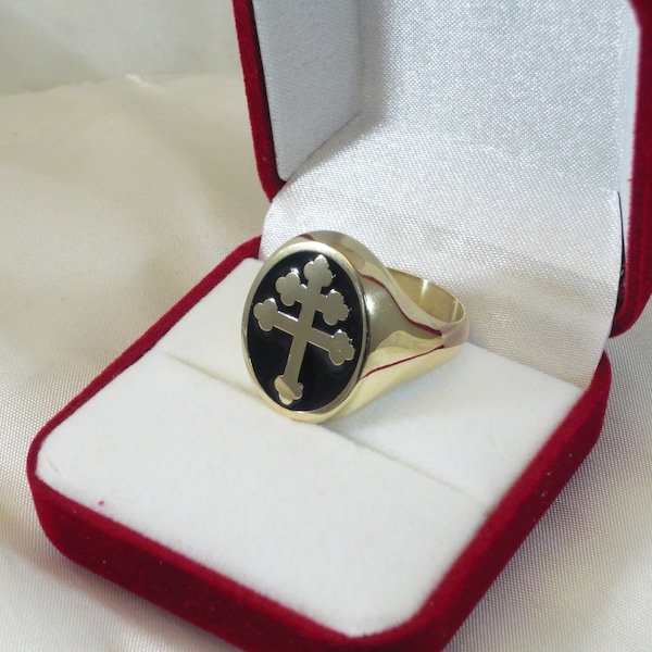 Lorraine cross ring in 14 K yellow gold anello croce di Lorena in oro 14 carati Magnum PI