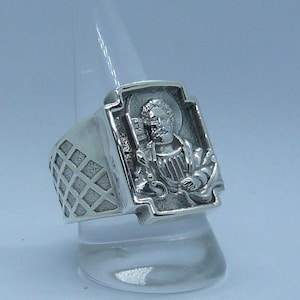 Anello Con Sigillo Semplice Anello Sigillo In Argento Sterling 925 Massiccio - Placca Per Incisione 11x8mm, Fatto A Mano, Per Uomo Anello Uomo Nero Argento - Foto 2