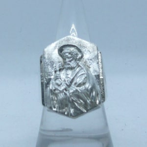 Saint Peter Heaven key ring in solid sterling silver anello San Pietro in argento 925 millesimi
