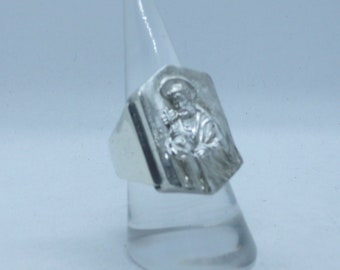 Llavero San Pedro Piscatorius en plata de primera ley maciza anello San Pietro pescatore en argento 925 millesimi