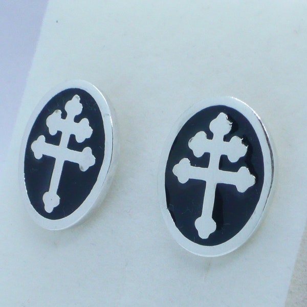 Lorraine Cross cuff-links in solid sterling silver gemelli croce di Lorena in argento 925 millesimi cufflinks