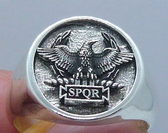 Anello SPQR ancient Rome coat of arm ring in solid sterling silver anello in argento 925 millesimi stemma Roma Antica