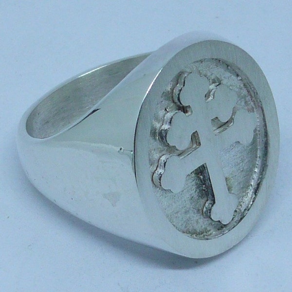 Lorraine cross ring in solid sterling silver anello croce di lorena in argento 925 millesimi Magnum PI white