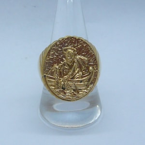 Piscatorius ring big in solid gold plated sterling silver anello piscatorio in argento 925 millesimi San Pietro pescatore