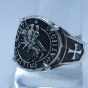 Knight Templar ring in solid 925 sterling silver anello sigillo Cavalieri Templari in argento 925 millesimi