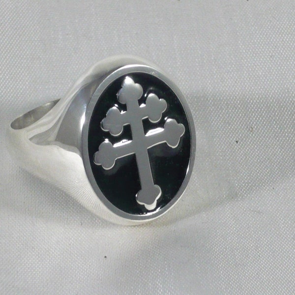 Lorraine cross ring in solid sterling silver anello croce di lorena in argento 925 millesimi Magnum PI