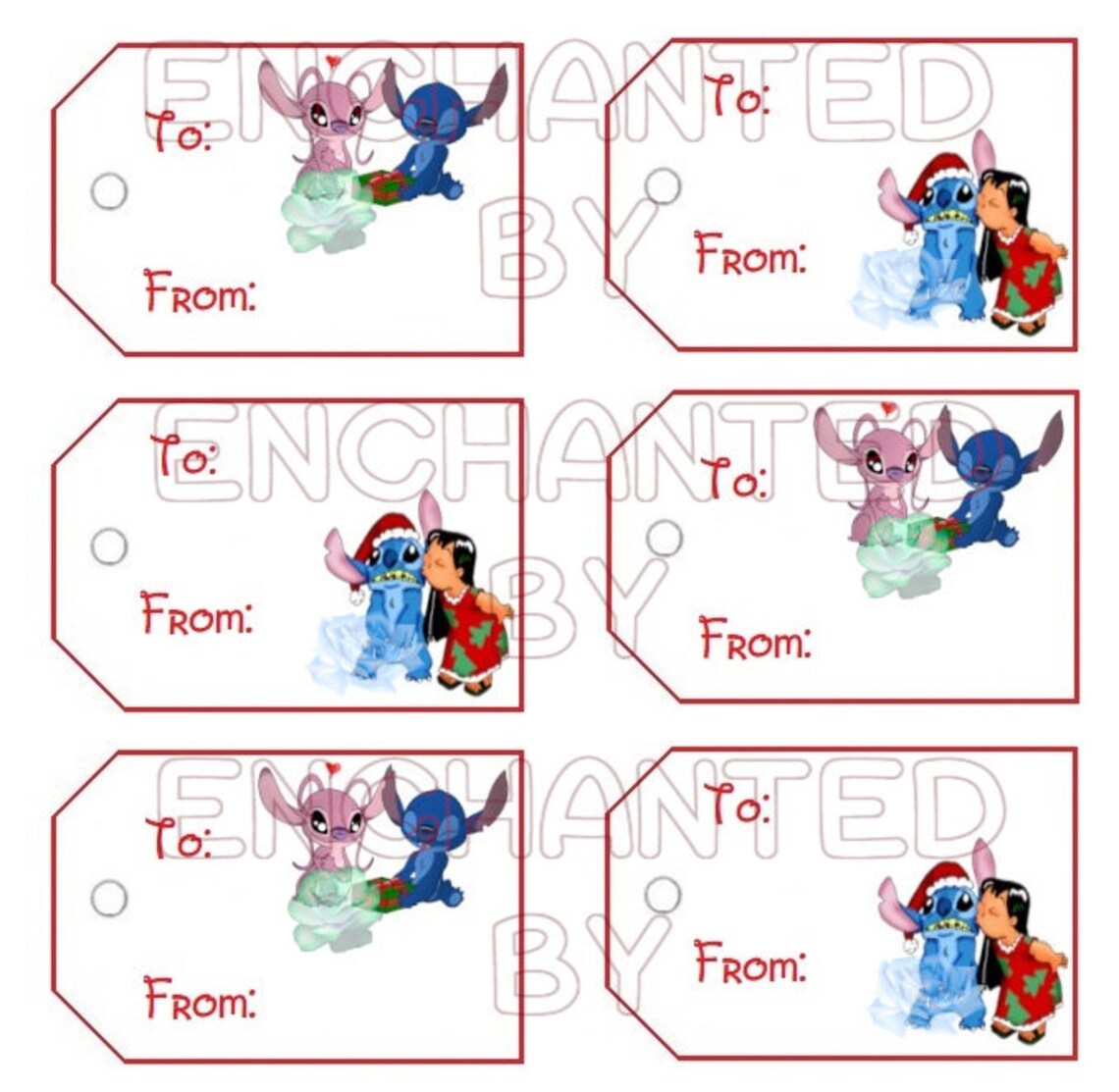 Disney Lilo and Stitch Printable Holiday Gift Tags Etsy