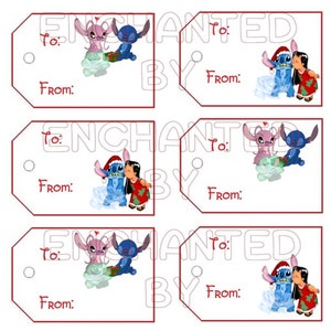 Disney Lilo and Stitch Printable Holiday Gift Tags | Etsy