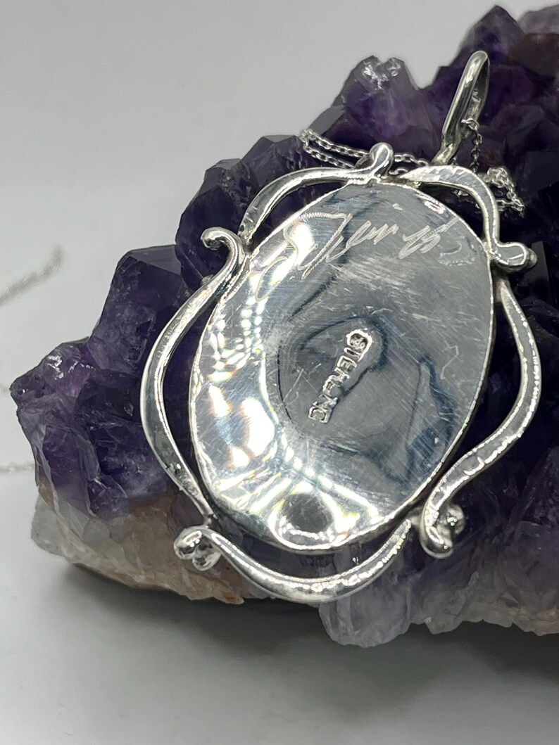 Vintage Large Hand Carved Shell Cameo in Custom Sterling Silver Setting ...