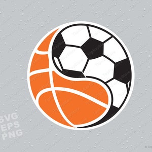 Balls yin and yang Svg, Basketball Svg, Soccer Svg, Basketball Soccer decal, Soccer Ball svg, Basketball shirt Svg, Eps, Png. Layered