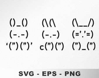 Ascii Bunny icons SVG, Ascii images SVG, ascii icons figures, Bunny svg,  ascii emoji, ascii art, text figures images, svg eps png