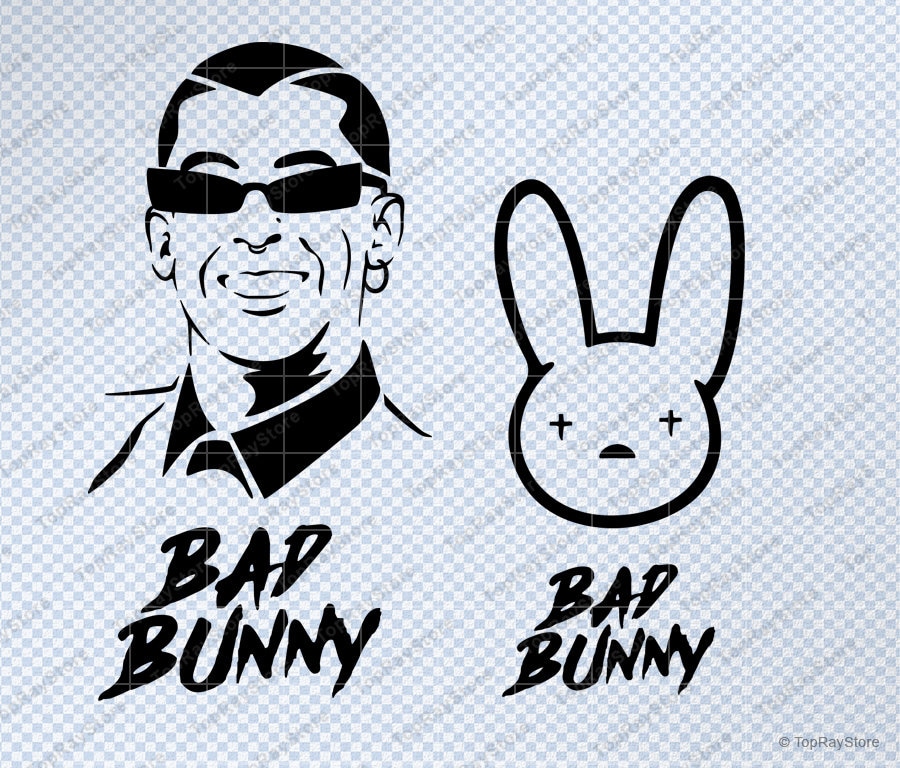 Bad Bunny SVG Retrato de Bad Bunny con logotipo svg El - Etsy España